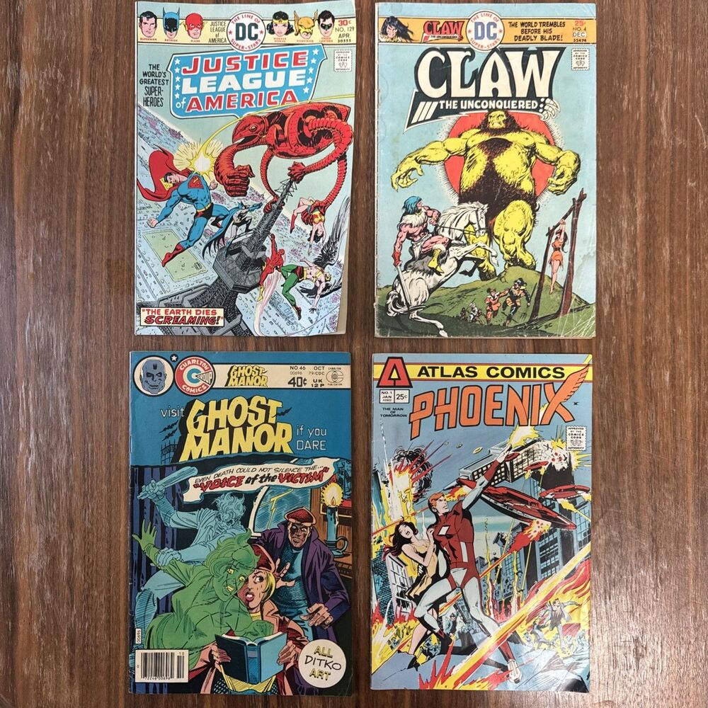 DC Charlton Atlas Comics Lot 4 Justice League America Claw Phoenix Ghost Manor